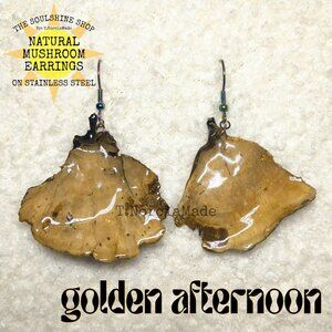 Golden Afternoon Natural Mushroom Earrings